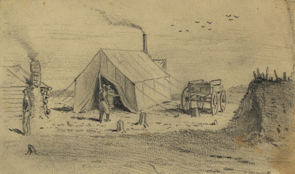 The sutlers tent in camp 1863