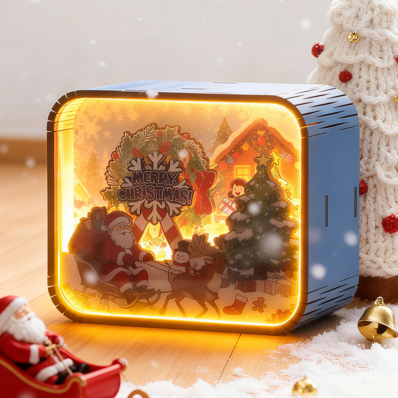Illuminated wooden music box with color change