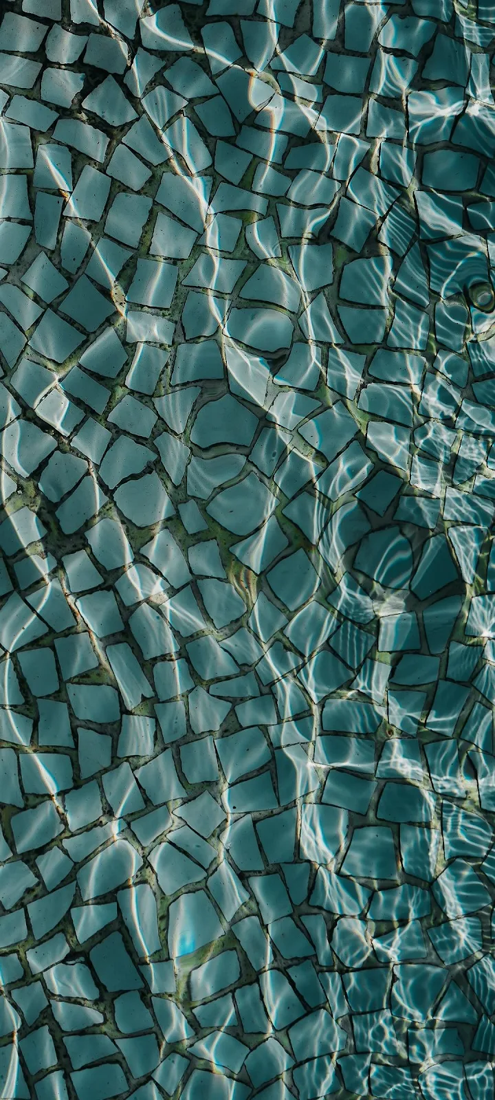 Blue Mosaic Tiles Under Water - Abstract Photography Full HD iPhone Wallpaper (1080x2400)