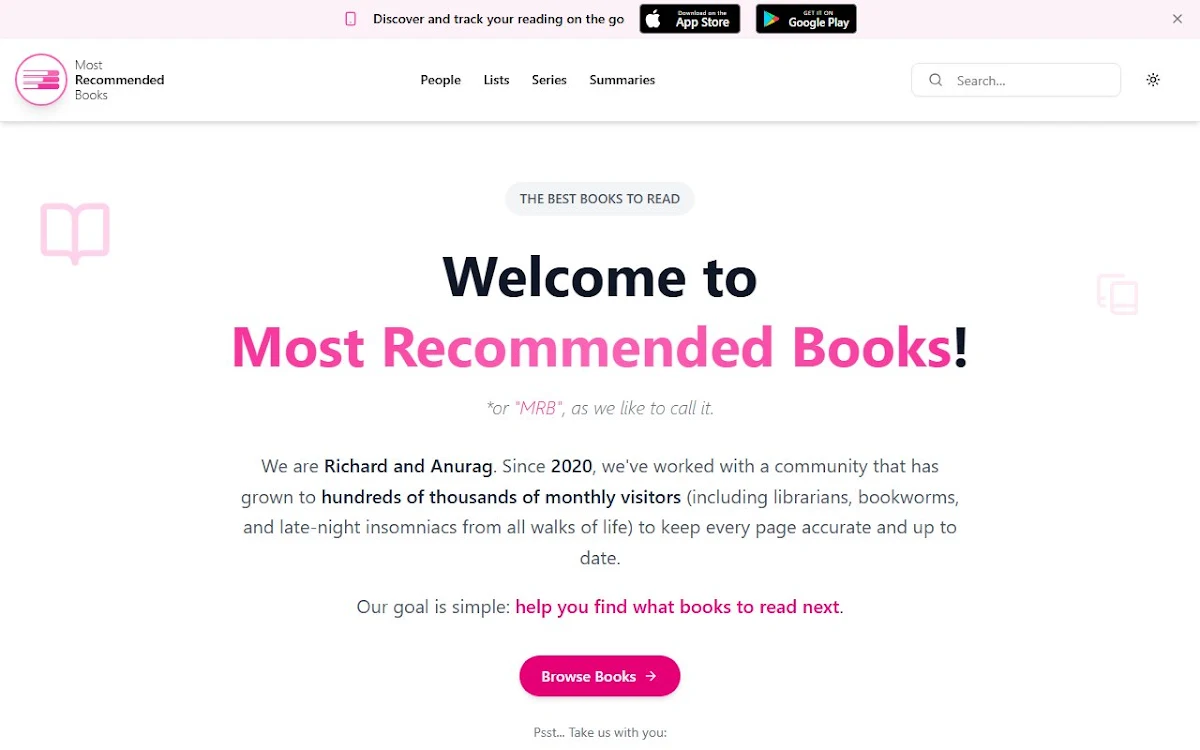 Captura de Most Recommended Books
