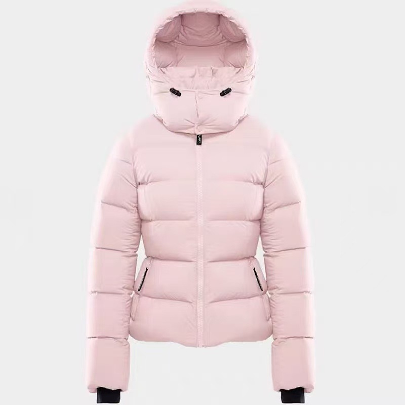Women's down jacket with hood and white goose down filling