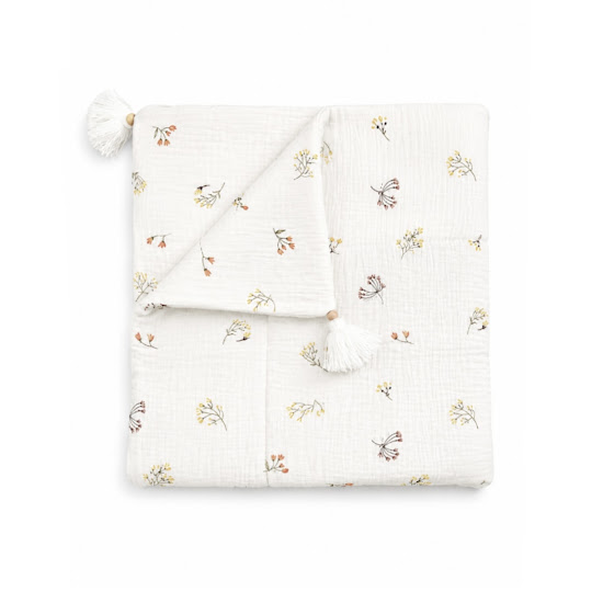 Children's blanket Twins muslin 90x90 insulated with tassels Twig multicolor