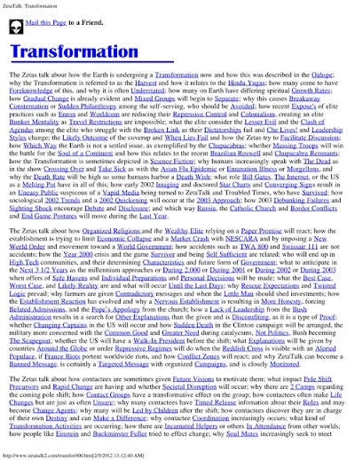 ZetaTalk Transformation 2012