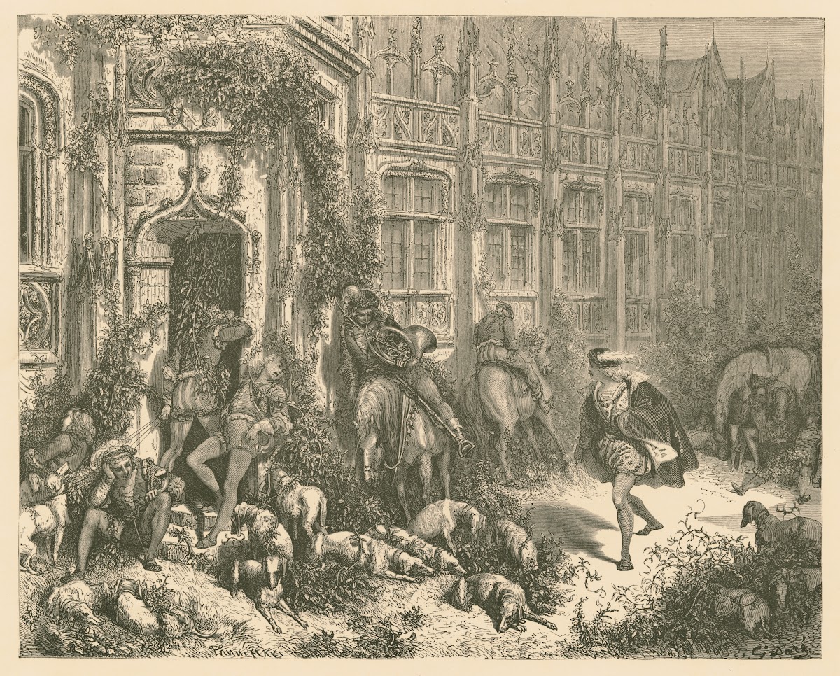 Huntsmen bold returned from sport snoring horns to lips 1865