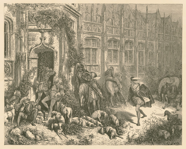 Huntsmen bold returned from sport snoring horns to lips 1865