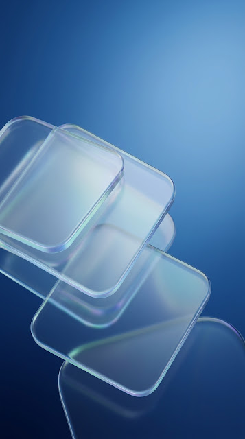 Overlapping Rounded Glass Squares on a Blue Gradient Background - Free mobile Wallpaper