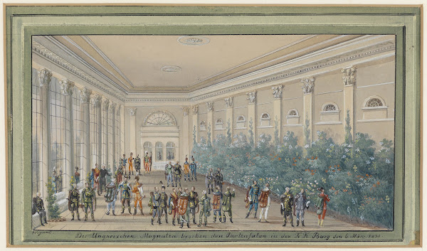 Die Ungarischen Magnaten besuchen den Gartensalon in der Burg 1831