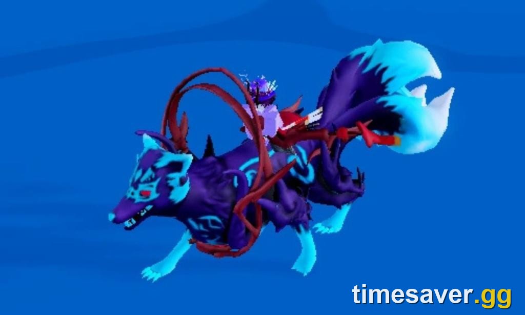 Blox Fruits Kitsune fruit transformed form with blue-purple fox effects — the top permanent trade fruit