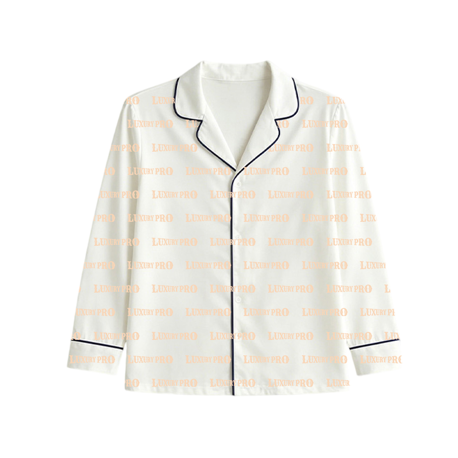 AOP TRB Satin long sleeve pajama top with piping