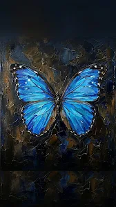 Classic Oil Painting Blue Butterfly Wallpaper