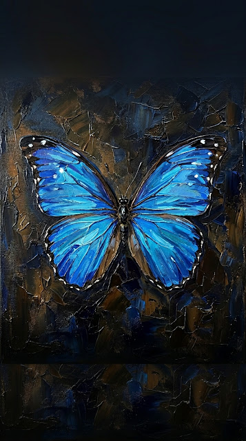 Classic Oil Painting Blue Butterfly Wallpaper - Free mobile Wallpaper