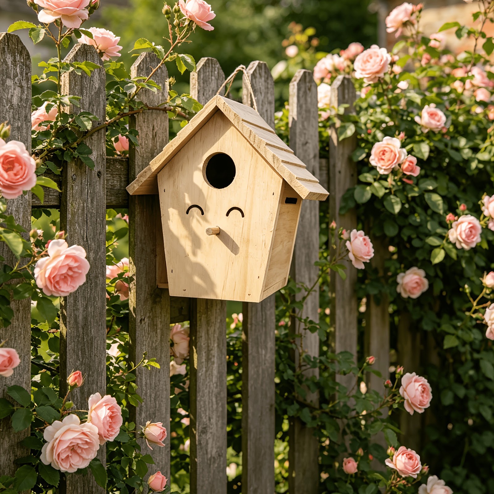 Untreated solid wood birdhouse