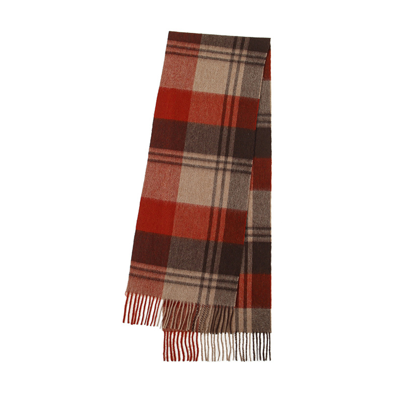 Checkered scarf with fringes, 180x30cm