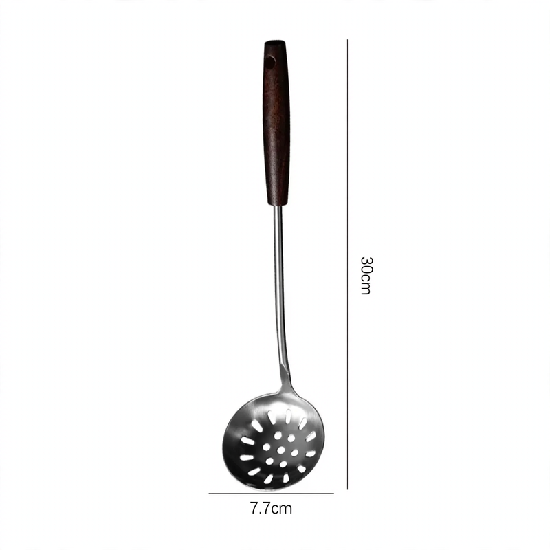 Kitchen Utensil Set, Stainless Steel with Wooden Handle