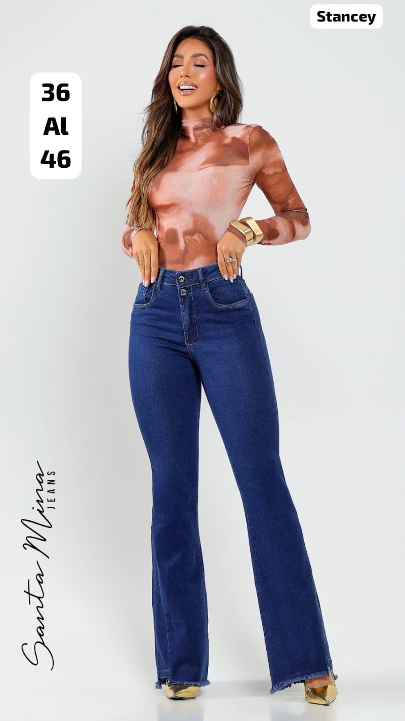 Pantalón jeans acampanado dama