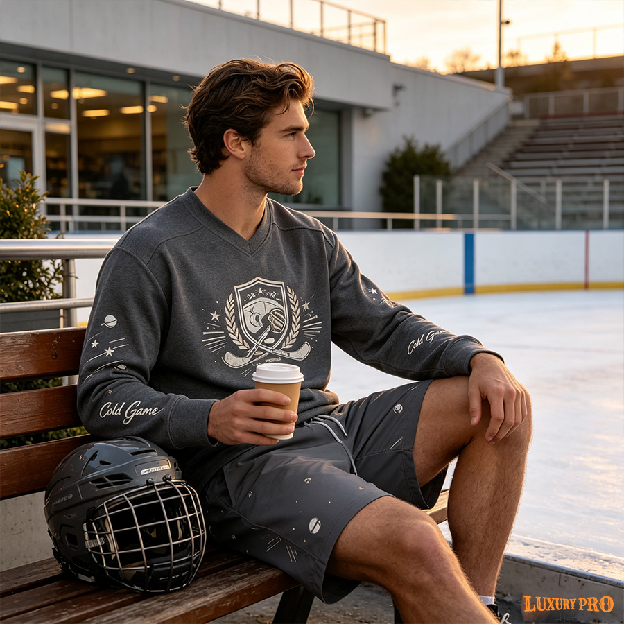 AOP MEG Version Ice Hockey Jersey + Full‑Print Beach Shorts, Birdseye Fabric