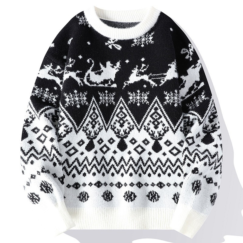 Knit sweater with round neckline, floral pattern