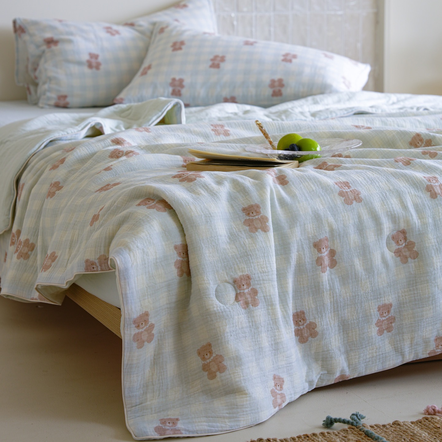 Cotton summer blanket with soy fiber, four pieces