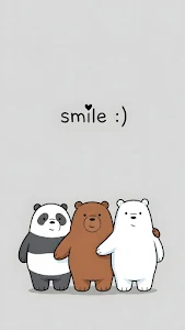 We Bare Bears Panda Grizzly and Ice Bear Smiling