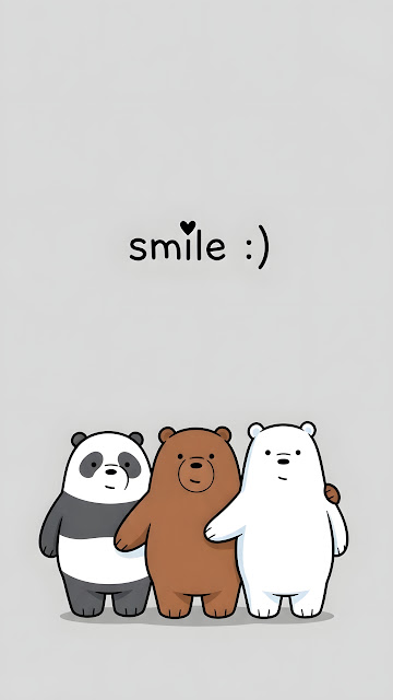 We Bare Bears Panda Grizzly and Ice Bear Smiling - Free mobile Wallpaper