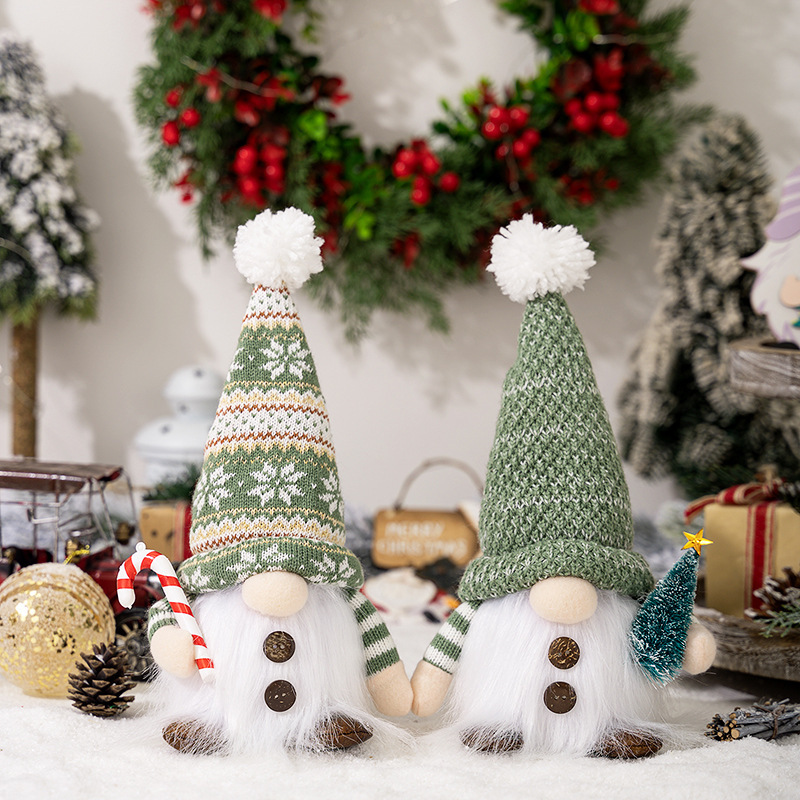 Christmas gnome figure with knitted hat and lighting