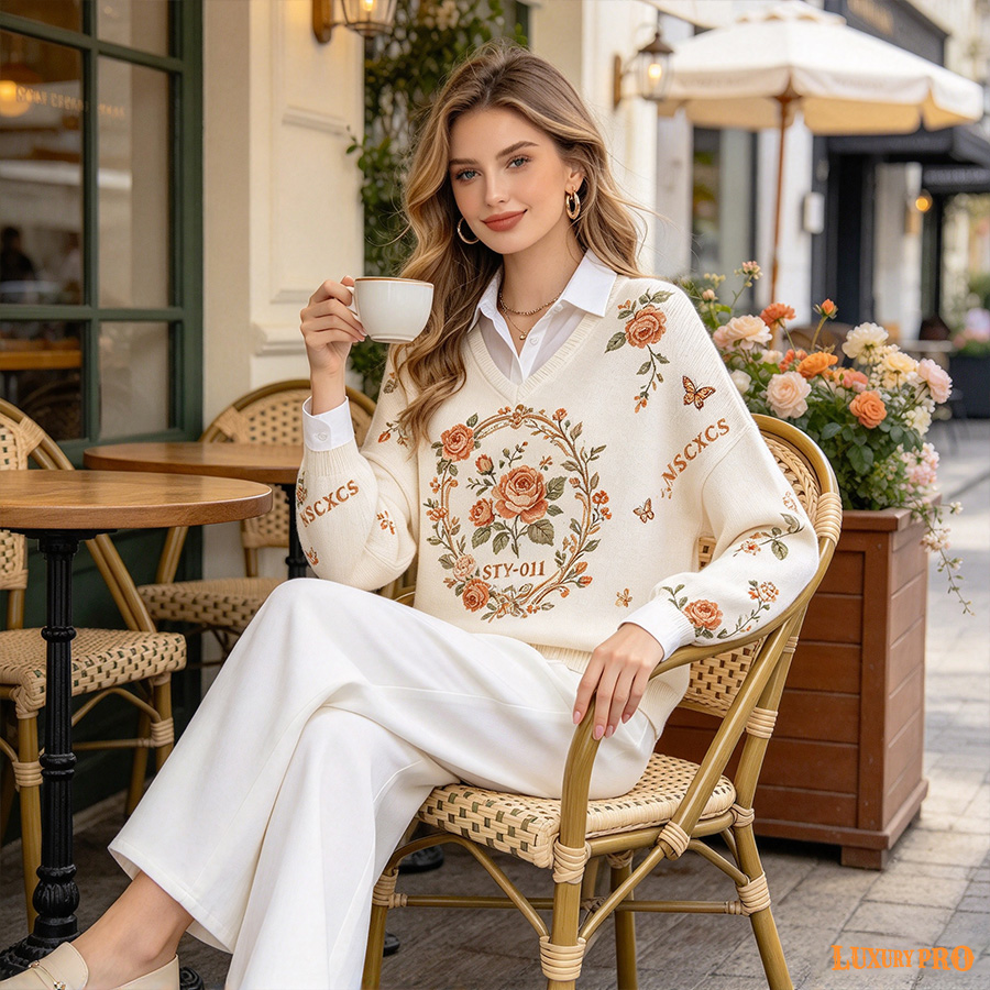 AOP STY-011 Women's Shirt Collar Long Sleeve Top