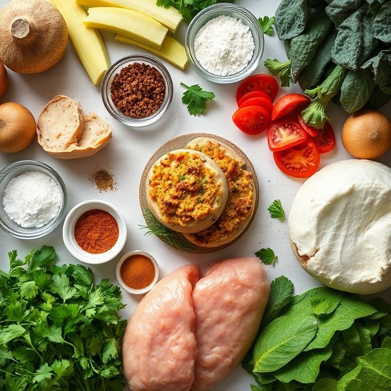 Ingredients for Stuffed Mushroom Casserole Savory Comfort Dish – Easy, Creamy Delight