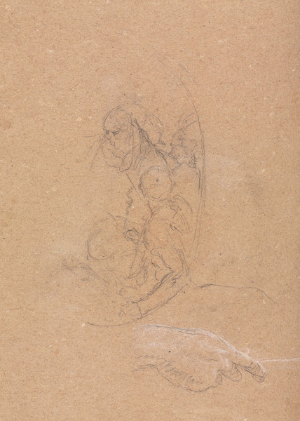 Figures in a roundel with study of a hand 1760