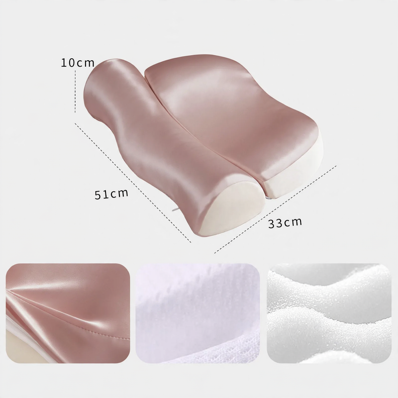 Wave pillow made of memory foam with ice silk cover