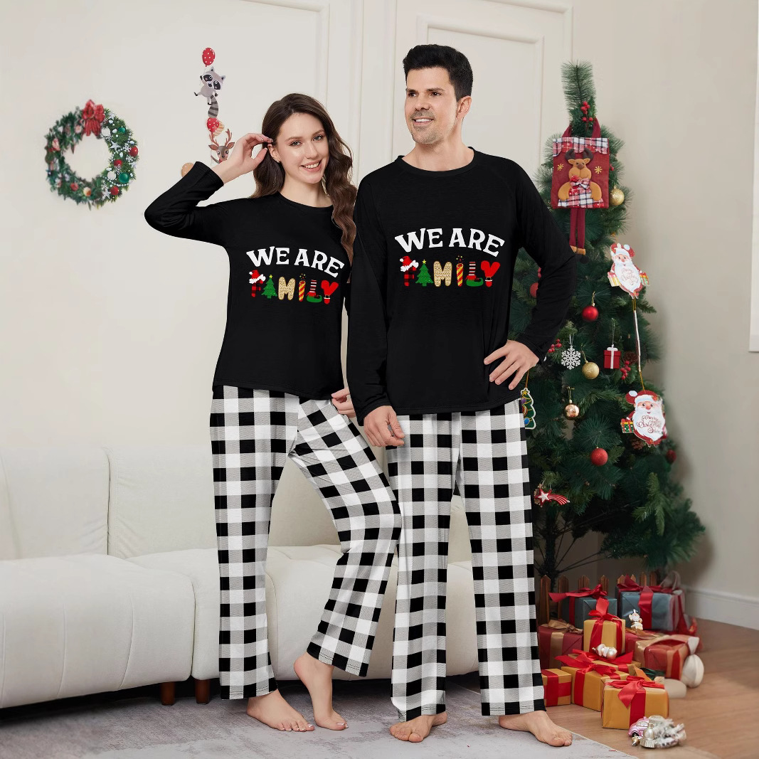 Weihnachts-Familien-Schlafanzug, Langarm, Karomuster