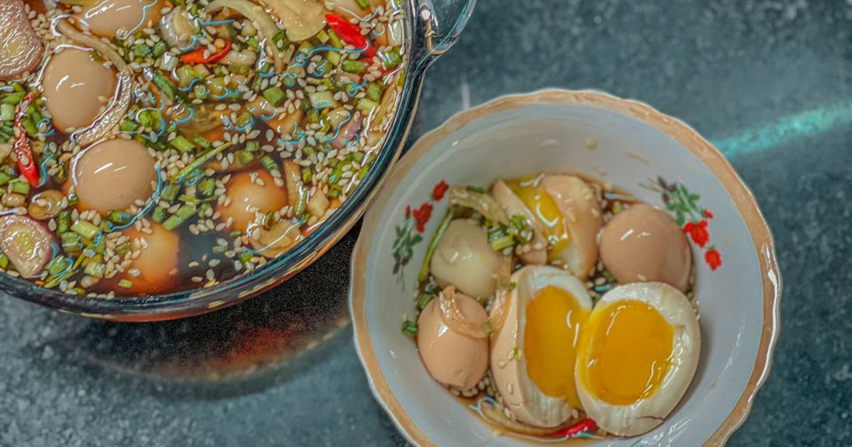 Trứng lòng đào ngâm tương