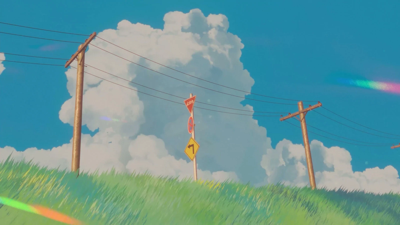 Anime Style Grassy Hill - Anime Digital Art 4K Wallpaper (3840x2160)