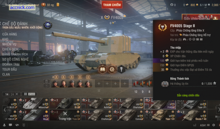 Shop bán acc World of Tanks PC giá tốt, sở hữu 4 tank X cực...