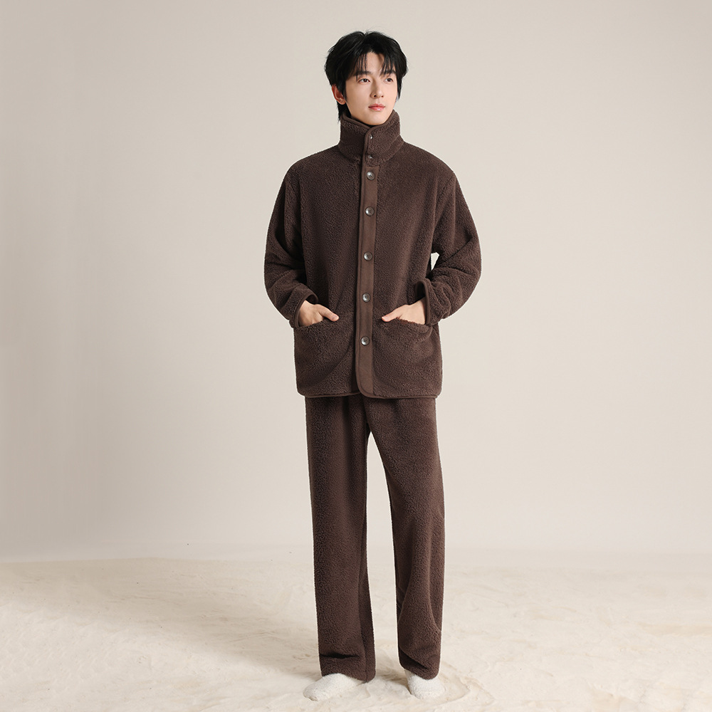 Damen-Schlafanzug aus Korallenfleece mit Revers