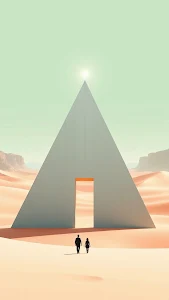 Minimalist Desert Pyramid Structure Glowing Portal