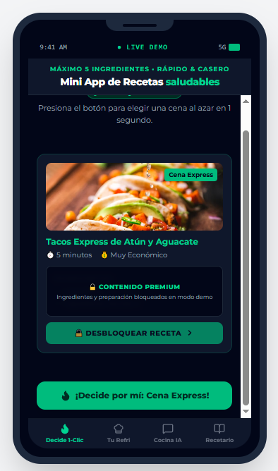 Captura de la Mini App de Recetas Saludables 3