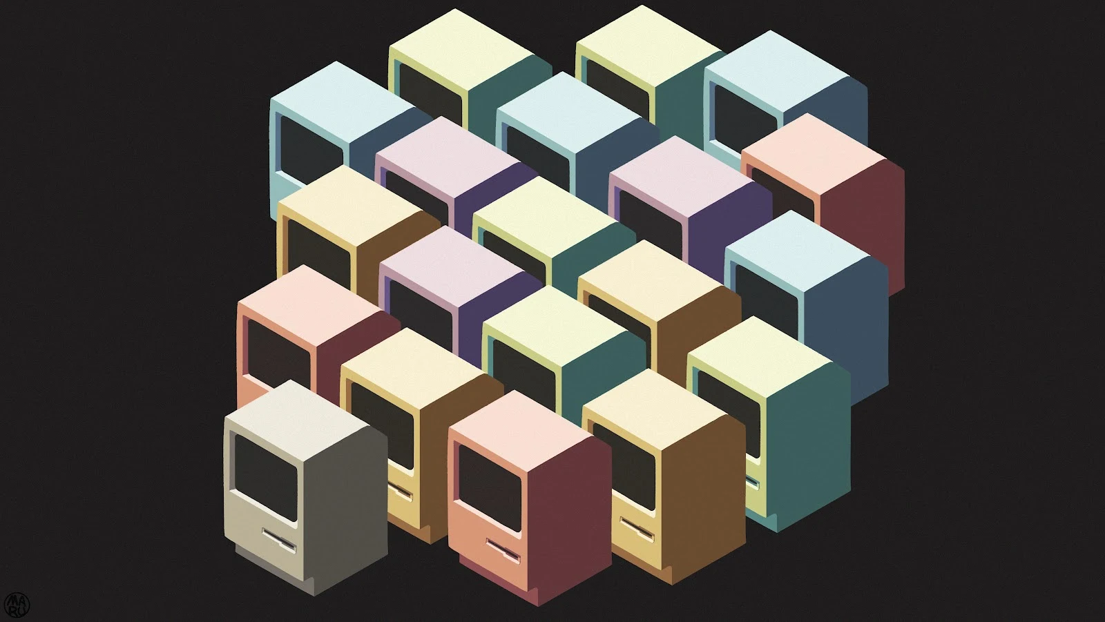 Isometric, Retro Computer, Vintage Tech, Illustration 5K Wallpaper Background (5328x3000)