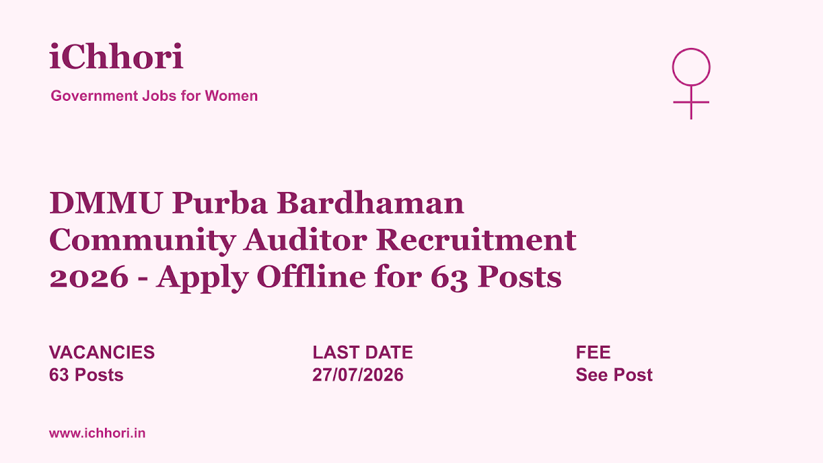 DMMU Purba Bardhaman Community Auditor Recruitment 2026 - Apply Offline for 63 Posts - iChhori