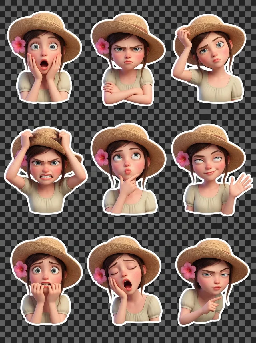 Utilizando la selfie subida como ÚNICA y exclusiva referencia facial, genera una pegatina de personaje 3D al estilo Pixar...