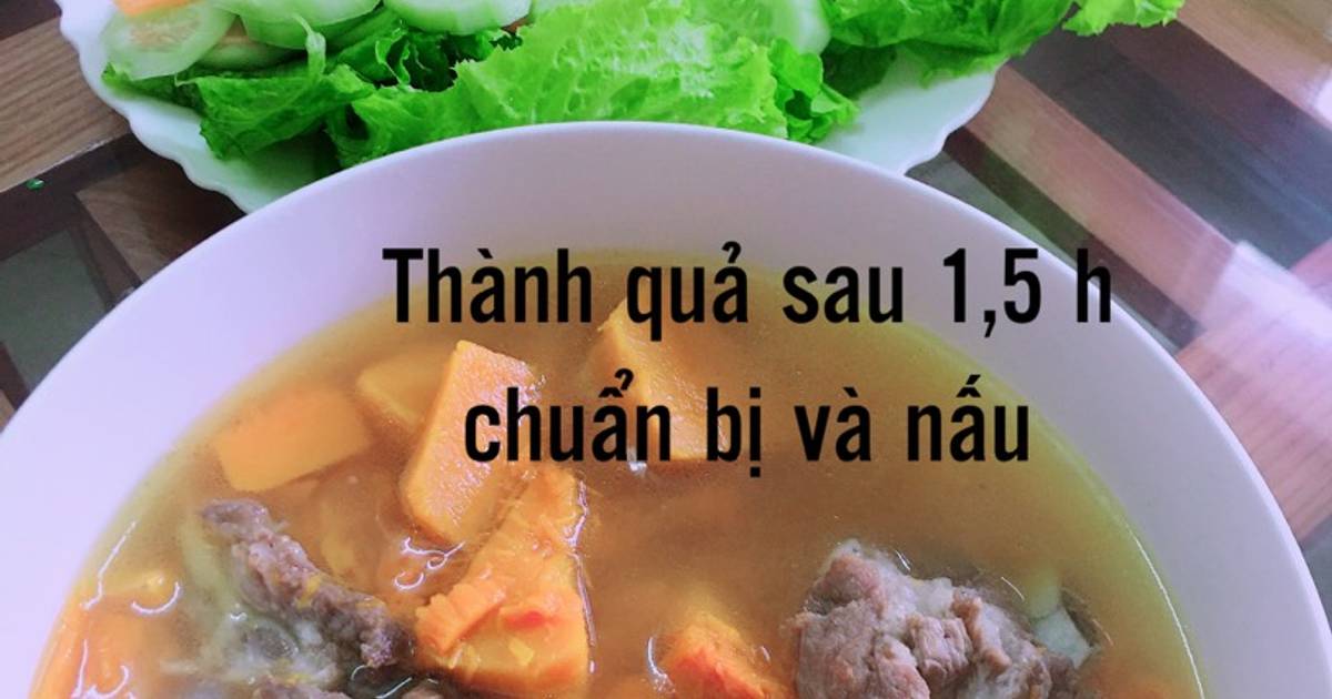 Canh bí đỏ nấu sườn