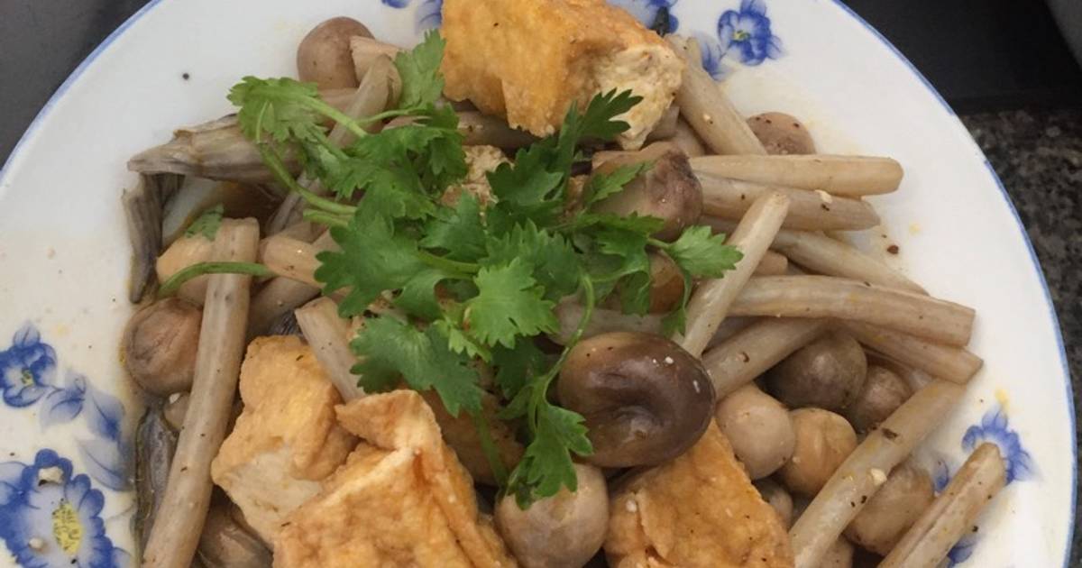 Ngó sen kho đậu hủ nấm rơm🍄 (chay)