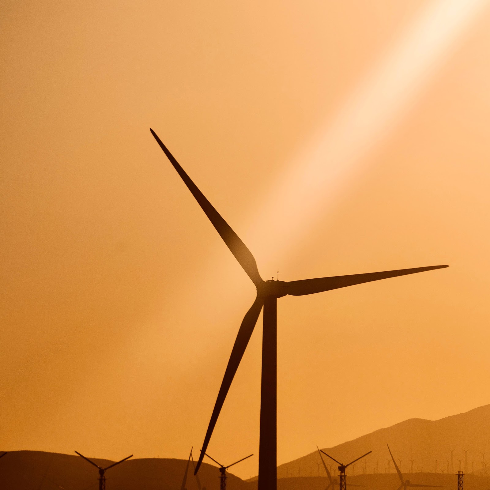 Download Wind Turbines At Golden Hour 5K iPhone