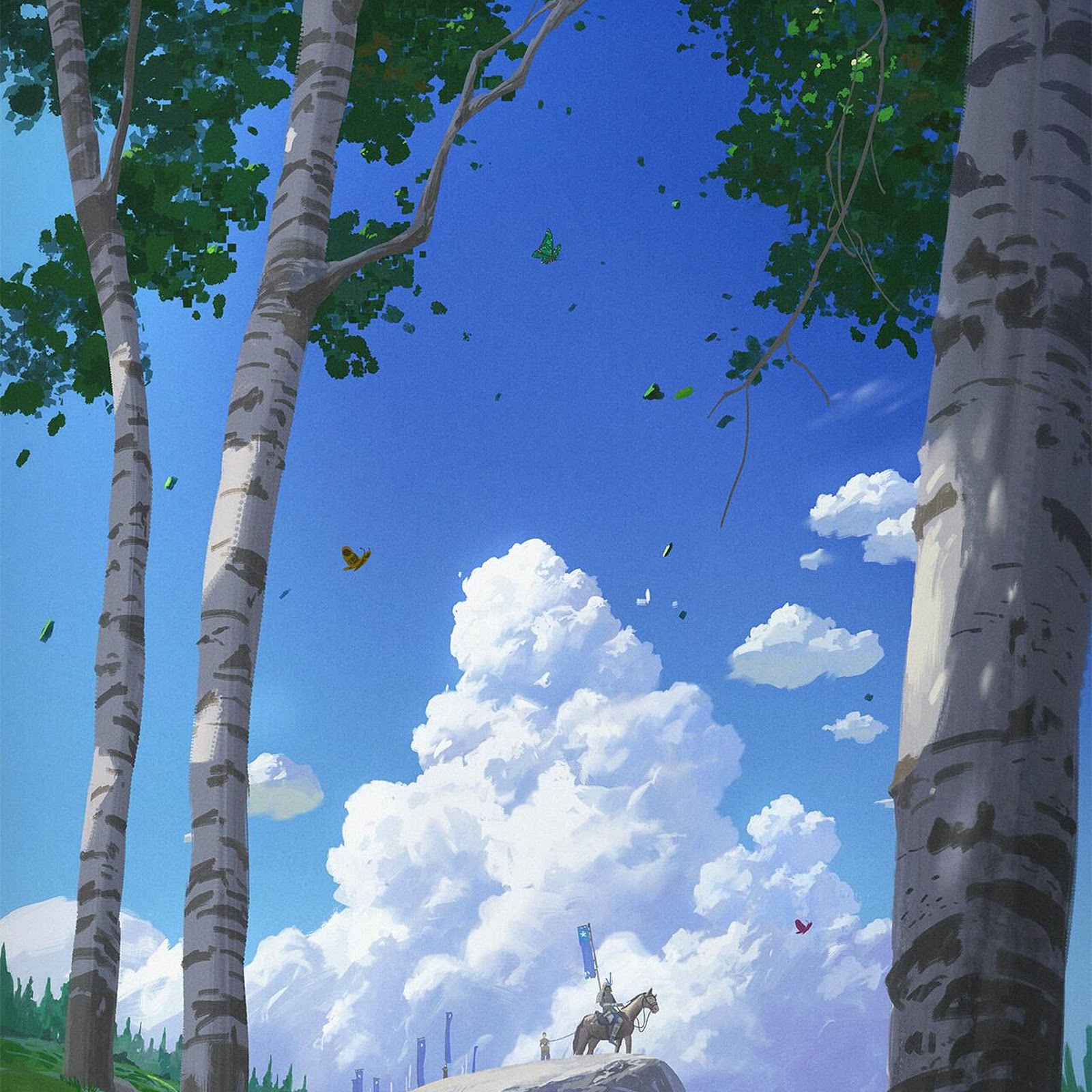 Download Fantasy Landscape, Digital Art, Forest Scenery, Warrior Knight Full HD iPhone