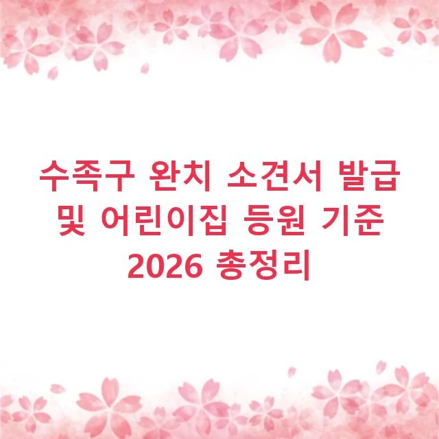 수족구 완치 소견서 발급 및 어린이집 등원 기준 2026 총정리