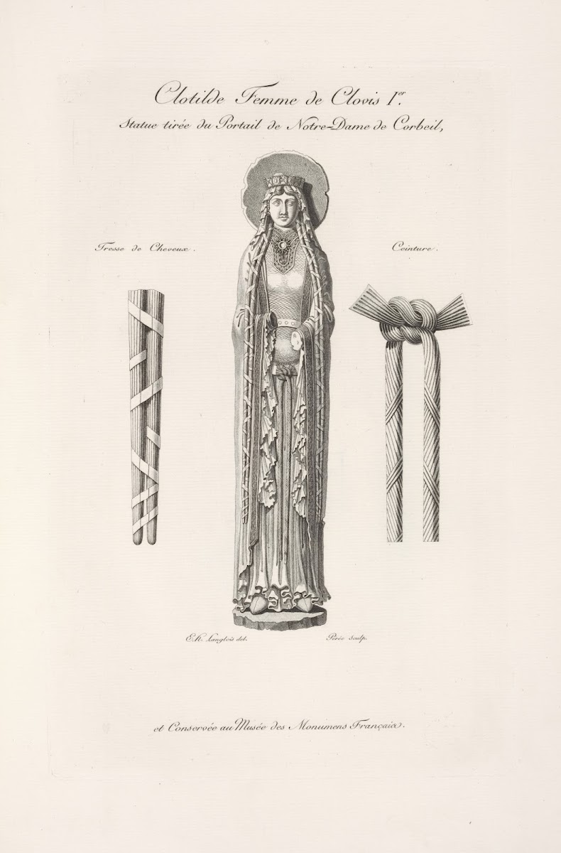 Clotilde femme de Clovis Ier Statue tirée du portail de Notre Dame de Corbeil et