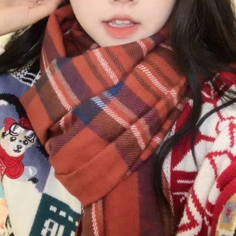 Checkered winter scarf in college style