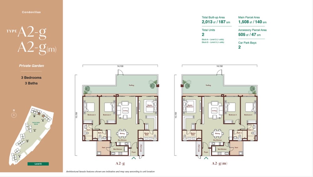 Zenia Damansara Condovilla - Type A2-G (Ground) floor plan — 1725 sq ft, 4 bedrooms