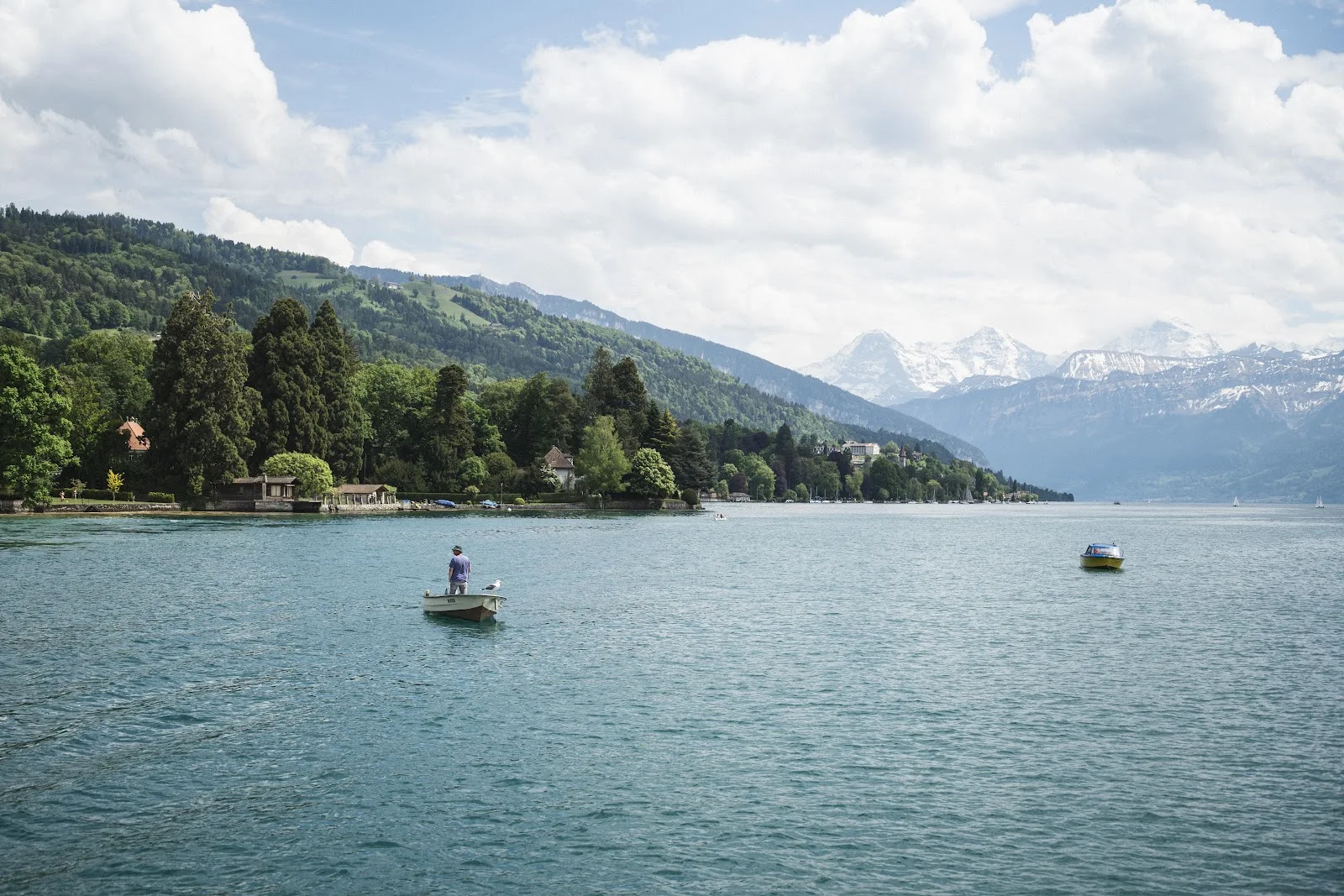 Small Boat On Alpine Lake - Landscape Photography 5K Wallpaper (5850x3900)