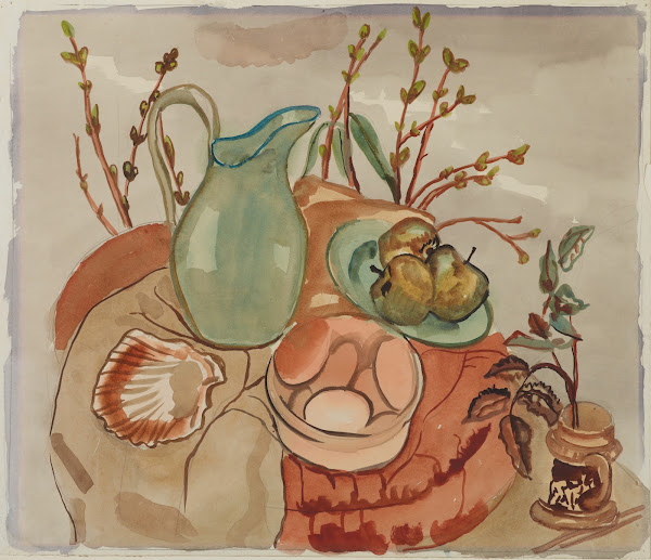 Still life with eggs and willow 1929 1930