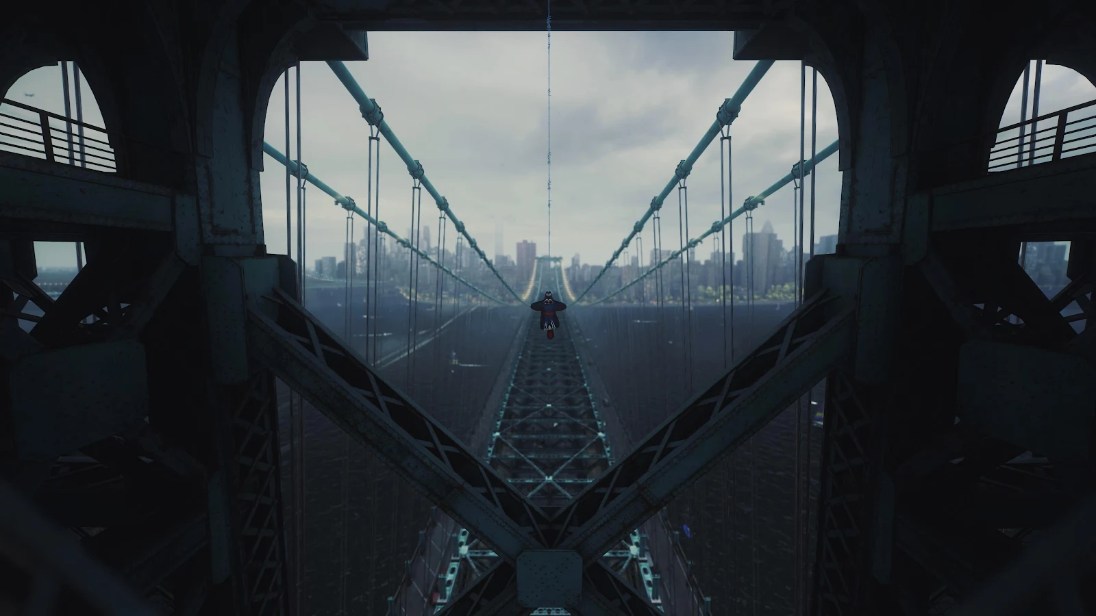 Spider-Man On A City Bridge - Cinematic Game Photography 4K Wallpaper (3840x2160)